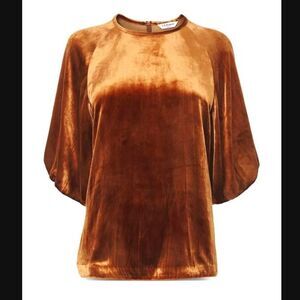 L.K.Bennett Noemi Velvet Rust Puff Sleeve Top blouse shirt. Size 6. SOLD OUT